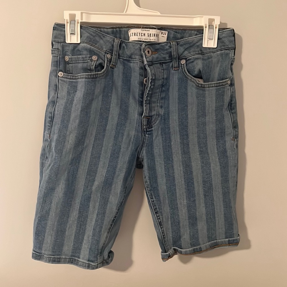 Topman Striped Denim Shorts